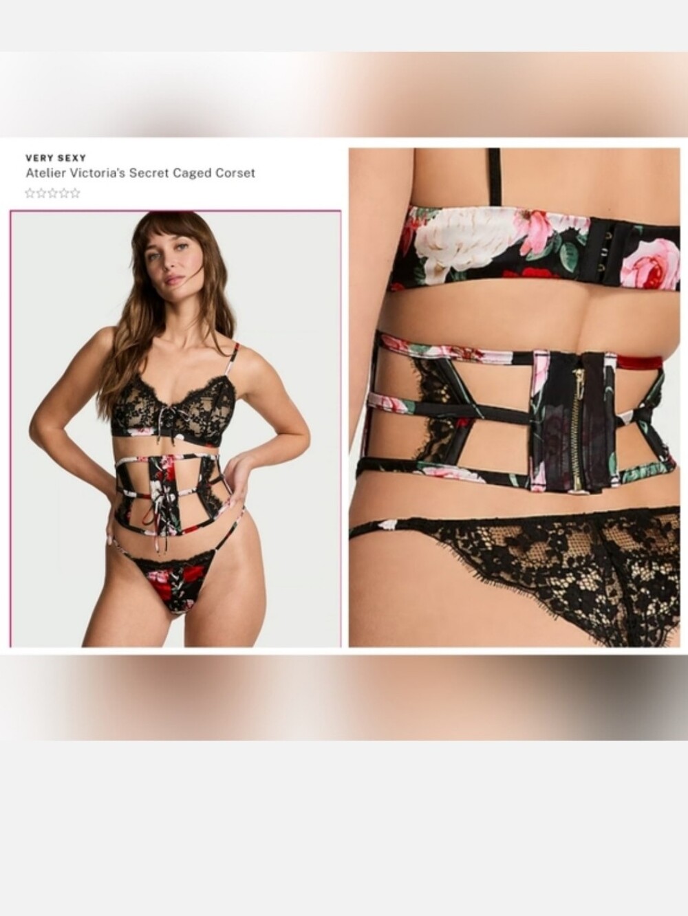 Victoria's secret luxe stretch silk VERY SEXY Atelier Caged Corset waist Cincher